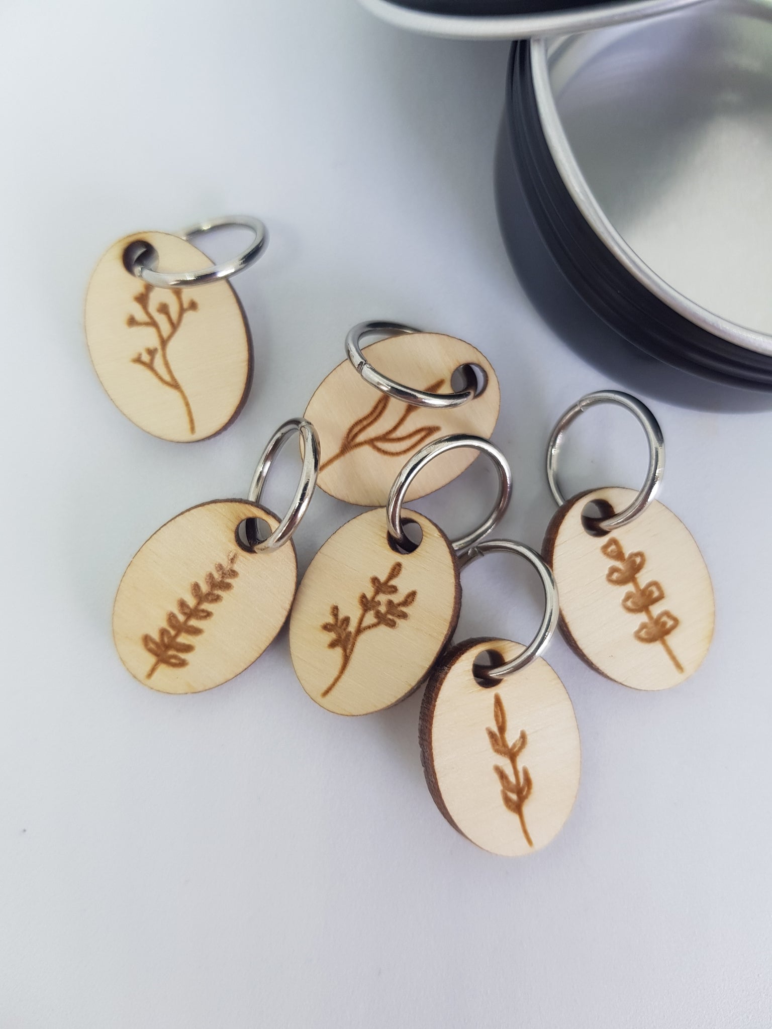 Wooden Stitch Markers - set of 6